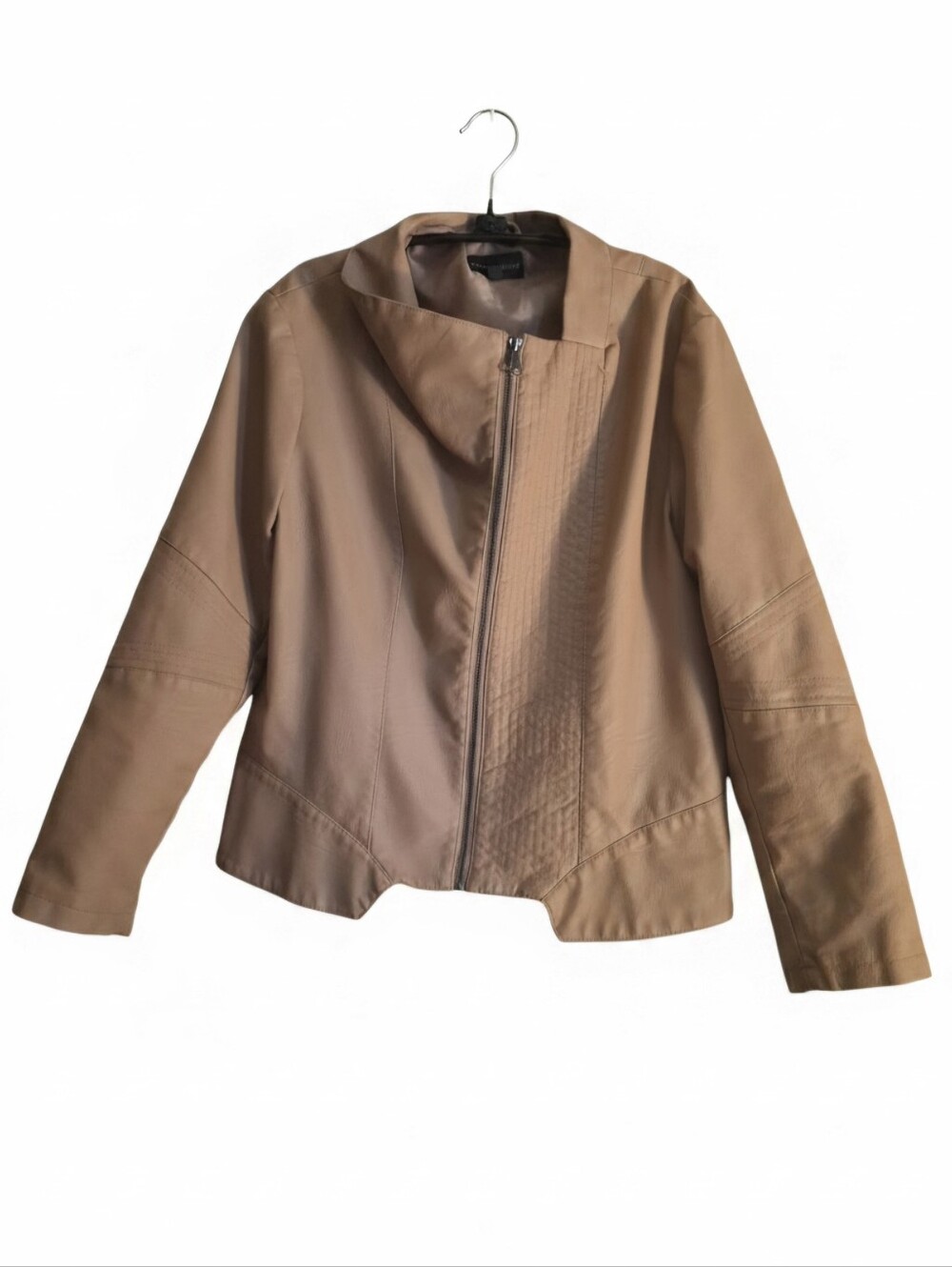 Women's Asymmetrical Zip Jacket in Blush Pink